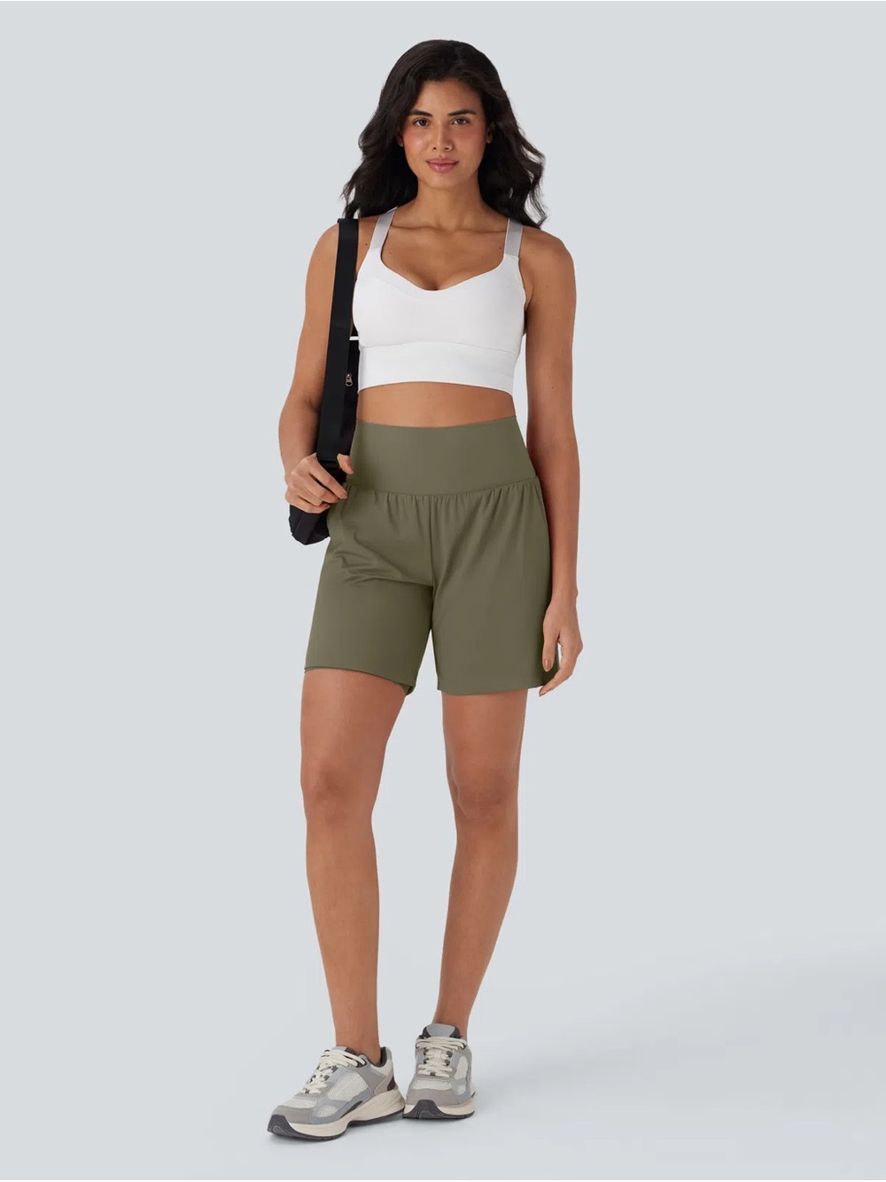 HALARA SoftlyZero Airy Super High Waist Withered Green  Yoga 9” Shorts Size Lge